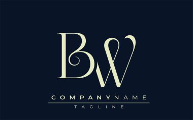 BW soyut logosu. Zarif Tasarlanmış Minimalist Monogram Logosu ve Şık Harfler. Sofistike ve gösterişli minimalist monogram benzersiz harf dizaynı.