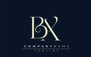 BX soyut logosu. Zarif Tasarlanmış Minimalist Monogram Logosu ve Şık Harfler. Sofistike ve gösterişli minimalist monogram benzersiz harf dizaynı.