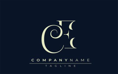 CE soyut logosu. Zarif Tasarlanmış Minimalist Monogram Logosu ve Şık Harfler. Sofistike ve gösterişli minimalist monogram benzersiz harf dizaynı.