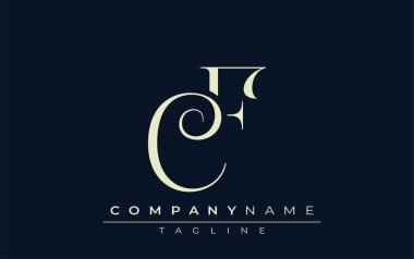 CF soyut logosu. Zarif Tasarlanmış Minimalist Monogram Logosu ve Şık Harfler. Sofistike ve gösterişli minimalist monogram benzersiz harf dizaynı.