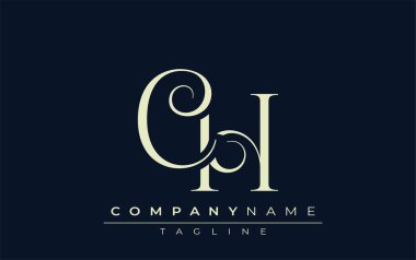 CH soyut logosu. Zarif Tasarlanmış Minimalist Monogram Logosu ve Şık Harfler. Sofistike ve gösterişli minimalist monogram benzersiz harf dizaynı.