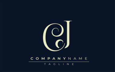CJ soyut logo. Zarif Tasarlanmış Minimalist Monogram Logosu ve Şık Harfler. Sofistike ve gösterişli minimalist monogram benzersiz harf dizaynı.