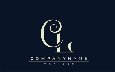 CL soyut logosu. Zarif Tasarlanmış Minimalist Monogram Logosu ve Şık Harfler. Sofistike ve gösterişli minimalist monogram benzersiz harf dizaynı.