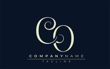 CO soyut logosu. Zarif Tasarlanmış Minimalist Monogram Logosu ve Şık Harfler. Sofistike ve gösterişli minimalist monogram benzersiz harf dizaynı.