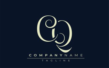 CQ soyut logosu. Zarif Tasarlanmış Minimalist Monogram Logosu ve Şık Harfler. Sofistike ve gösterişli minimalist monogram benzersiz harf dizaynı.