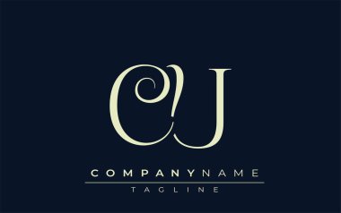 CU soyut logosu. Zarif Tasarlanmış Minimalist Monogram Logosu ve Şık Harfler. Sofistike ve gösterişli minimalist monogram benzersiz harf dizaynı.