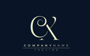 CX soyut logosu. Zarif Tasarlanmış Minimalist Monogram Logosu ve Şık Harfler. Sofistike ve gösterişli minimalist monogram benzersiz harf dizaynı.