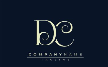DC soyut logosu. Zarif Tasarlanmış Minimalist Monogram Logosu ve Şık Harfler. Sofistike ve gösterişli minimalist monogram benzersiz harf dizaynı.