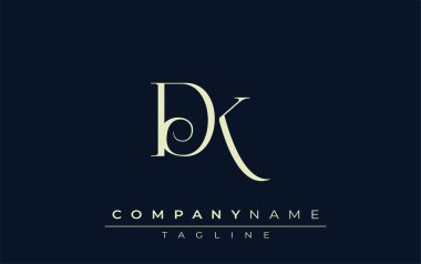 DK soyut logosu. Zarif Tasarlanmış Minimalist Monogram Logosu ve Şık Harfler. Sofistike ve gösterişli minimalist monogram benzersiz harf dizaynı.
