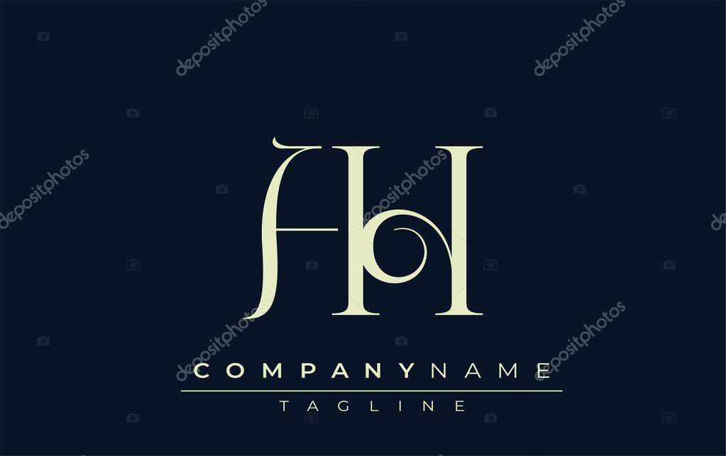 AH abstract Logo. Elegantly Designed Minimalist Monogram Logo with Stylish Lettering. Sophisticated and sleek minimalist monogram showcasing unique lettering design.