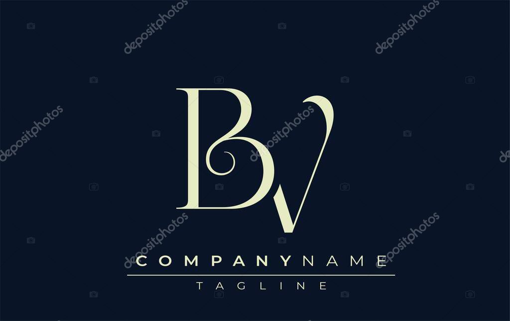 BV abstract Logo. Elegantly Designed Minimalist Monogram Logo with Stylish Lettering. Sophisticated and sleek minimalist monogram showcasing unique lettering design.