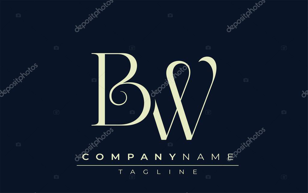 BW abstract Logo. Elegantly Designed Minimalist Monogram Logo with Stylish Lettering. Sophisticated and sleek minimalist monogram showcasing unique lettering design.