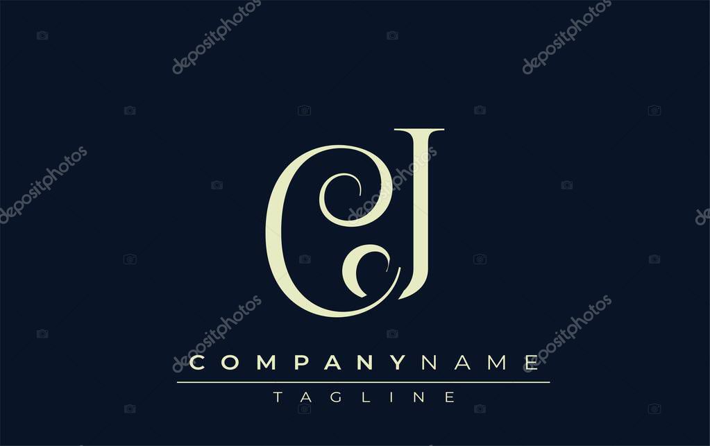 CJ abstract Logo. Elegantly Designed Minimalist Monogram Logo with Stylish Lettering. Sophisticated and sleek minimalist monogram showcasing unique lettering design.