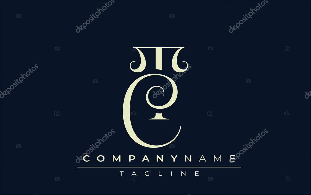 CT abstract Logo. Elegantly Designed Minimalist Monogram Logo with Stylish Lettering. Sophisticated and sleek minimalist monogram showcasing unique lettering design.