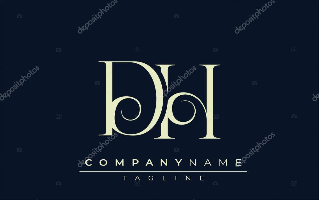 DH abstract Logo. Elegantly Designed Minimalist Monogram Logo with Stylish Lettering. Sophisticated and sleek minimalist monogram showcasing unique lettering design.