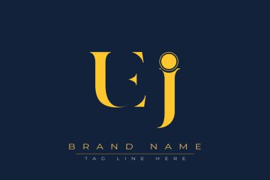 UEJ soyut harf logosu tasarımı. Bu logo üç soyut harf tarafından tasarlanmıştır..
