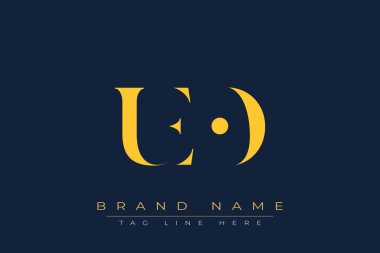 UEO soyut harf logosu tasarımı. Bu logo üç soyut harf tarafından tasarlanmıştır..