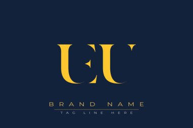 UEU soyut harf logosu tasarımı. Bu logo üç soyut harf tarafından tasarlanmıştır..