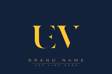 UEV soyut harf logosu tasarımı. Bu logo üç soyut harf tarafından tasarlanmıştır..