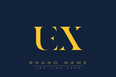 UEX soyut harf logosu tasarımı. Bu logo üç soyut harf tarafından tasarlanmıştır..