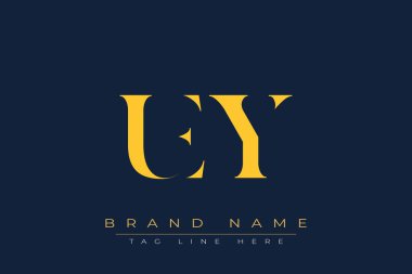 UEY soyut harf logosu tasarımı. Bu logo üç soyut harf tarafından tasarlanmıştır..