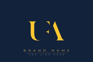 UFA soyut harf logosu tasarımı. Bu logo üç soyut harf tarafından tasarlanmıştır..