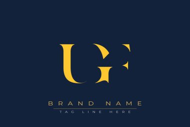 UGF soyut harf logosu tasarımı. Bu logo üç soyut harf tarafından tasarlanmıştır..