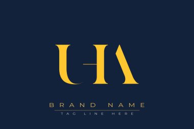UHA soyut harf logosu tasarımı. Bu logo üç soyut harf tarafından tasarlanmıştır..