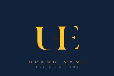 UHE soyut harf logosu tasarımı. Bu logo üç soyut harf tarafından tasarlanmıştır..