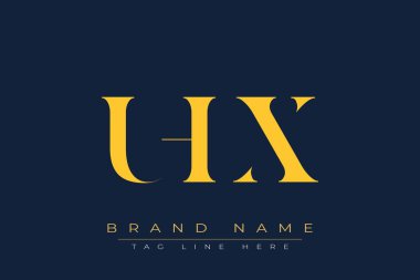 UHX soyut harf logosu tasarımı. Bu logo üç soyut harf tarafından tasarlanmıştır..
