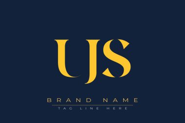 UJS soyut harf logosu tasarımı. Bu logo üç soyut harf tarafından tasarlanmıştır..