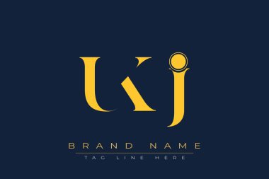 UKJ soyut harf logosu tasarımı. Bu logo üç soyut harf tarafından tasarlanmıştır..