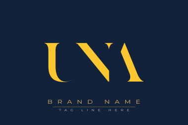 UNA soyut harf logosu tasarımı. Bu logo üç soyut harf tarafından tasarlanmıştır..