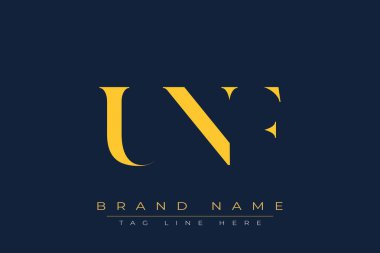 UNF soyut harf logosu tasarımı. Bu logo üç soyut harf tarafından tasarlanmıştır..