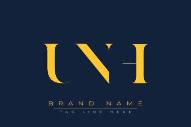 UNH soyut harf logosu tasarımı. Bu logo üç soyut harf tarafından tasarlanmıştır..