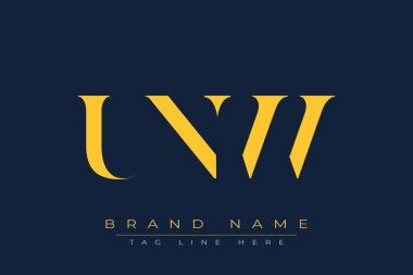 UNW soyut harf logosu tasarımı. Bu logo üç soyut harf tarafından tasarlanmıştır..