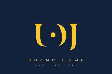 UOJ soyut harf logosu tasarımı. Bu logo üç soyut harf tarafından tasarlanmıştır..