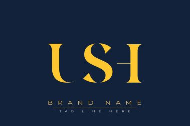 USH soyut harf logosu tasarımı. Bu logo üç soyut harf tarafından tasarlanmıştır..