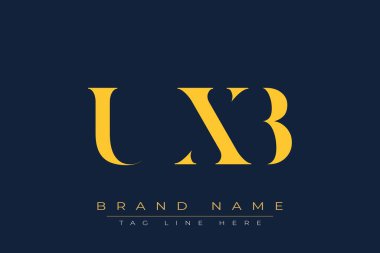 UXB soyut harf logosu tasarımı. Bu logo üç soyut harf tarafından tasarlanmıştır..