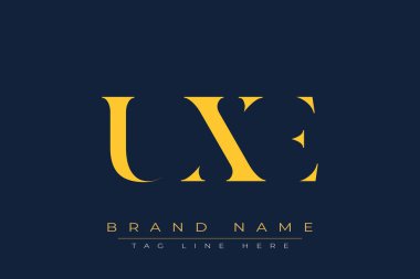 UXE soyut harf logosu tasarımı. Bu logo üç soyut harf tarafından tasarlanmıştır..
