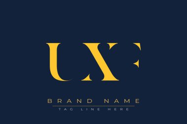 UXF soyut harf logosu tasarımı. Bu logo üç soyut harf tarafından tasarlanmıştır..