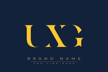 UXG soyut harf logosu tasarımı. Bu logo üç soyut harf tarafından tasarlanmıştır..