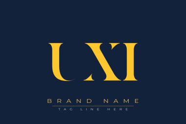 UXI soyut harf logosu tasarımı. Bu logo üç soyut harf tarafından tasarlanmıştır..