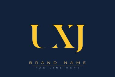 UXJ soyut harf logosu tasarımı. Bu logo üç soyut harf tarafından tasarlanmıştır..