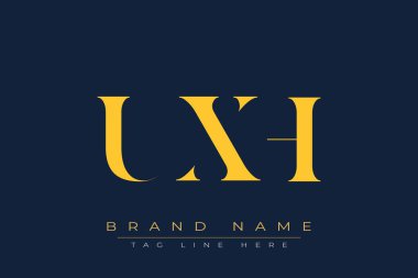 UXH soyut harf logosu tasarımı. Bu logo üç soyut harf tarafından tasarlanmıştır..