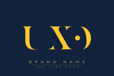 UXO soyut harf logosu tasarımı. Bu logo üç soyut harf tarafından tasarlanmıştır..
