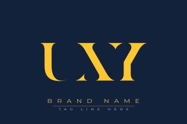 UXY soyut harf logosu tasarımı. Bu logo üç soyut harf tarafından tasarlanmıştır..