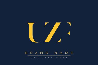 UZF soyut harf logosu tasarımı. Bu logo üç soyut harf tarafından tasarlanmıştır..