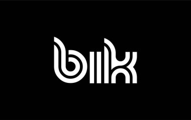 BIK Yaratıcı Eşsiz Modern Harf Logosu Tasarımı. Benzersiz bir harf dizaynına sahip stilize logo, soyut minimalist estetik ve modern cazibe sunar