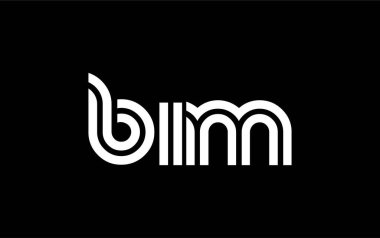 BIM Yaratıcı Eşsiz Modern Harf Logosu Tasarımı. Benzersiz bir harf dizaynına sahip stilize logo, soyut minimalist estetik ve modern cazibe sunar